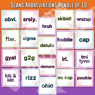 Slang Abbreviations Bundle of 10