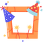 Orange Birthday Frame With Party Hats