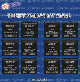 Busted! Mugshot Signs Bundle of 6