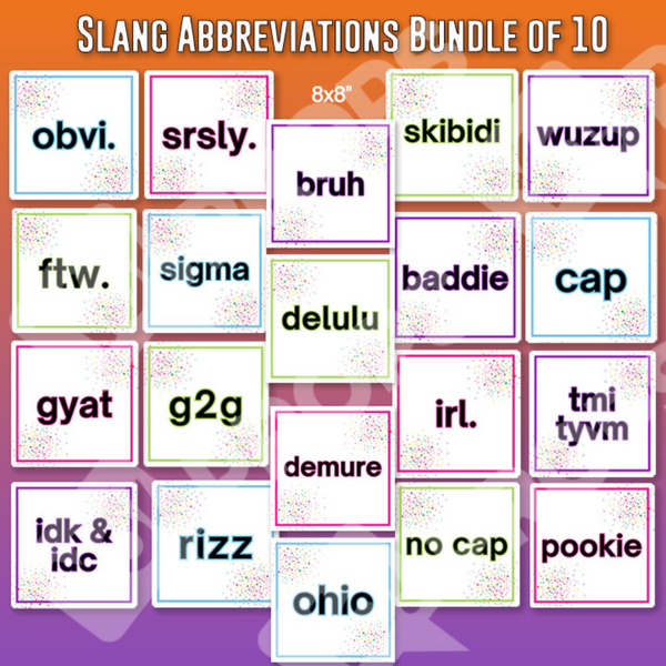 Slang Abbreviations Bundle of 10