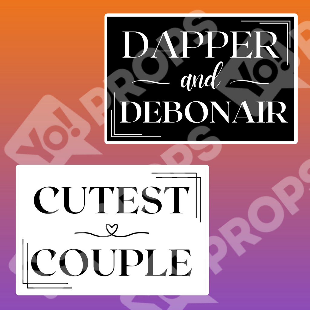 Black Tie Wedding Prop - Dapper and Debonair / Cutest Couple