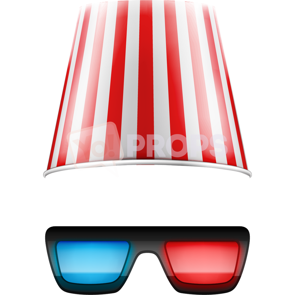 Popcorn Bucket Hat and 3D Glasses