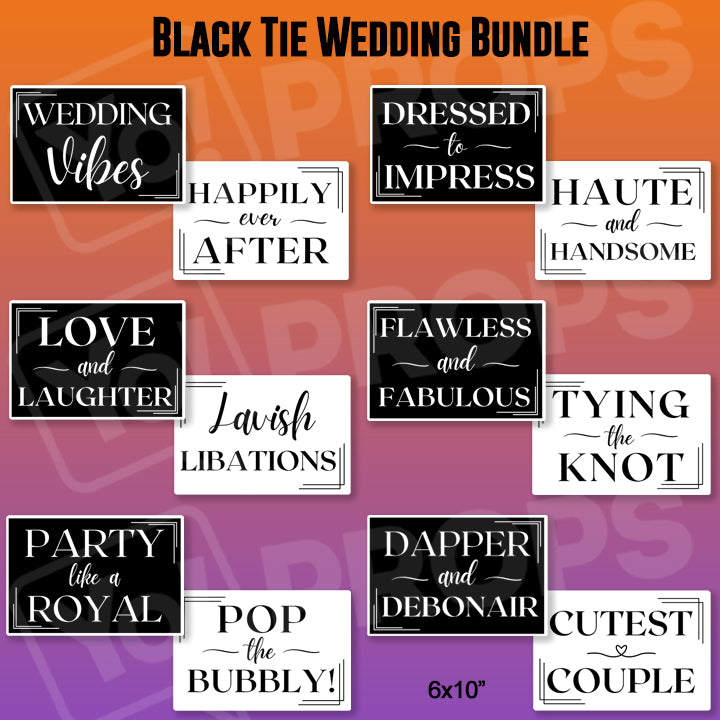 Black Tie Wedding Prop - Love and Laughter / Lavish Libations