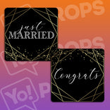 Chic Geometric Wedding Prop - Just Married / Congrats