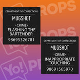 Busted! Mugshot Sign Prop - Flashing the Bartender / Inappropriate Touching
