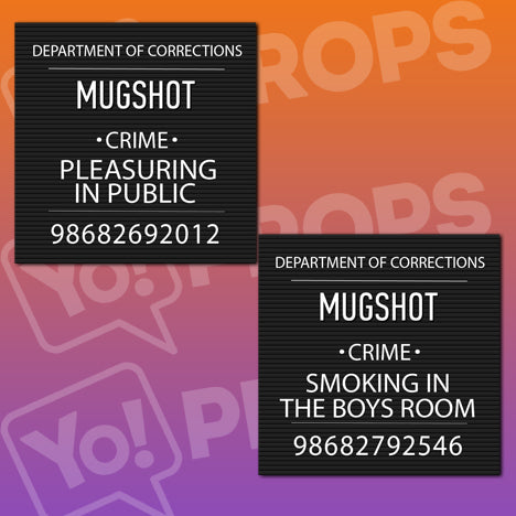 "Busted!" Mugshot Signs - Pleasuring in Public / Smoking in the Boys Room