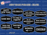 Silver New Years Phrases - Kiss Me / It's Time to Party