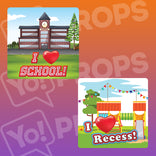Back to School Prop - I LOVE School / I LOVE Recess (9"x9")
