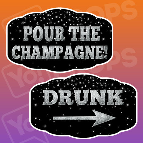 Silver New Years Phrases - Pour the Champagne/Drunk