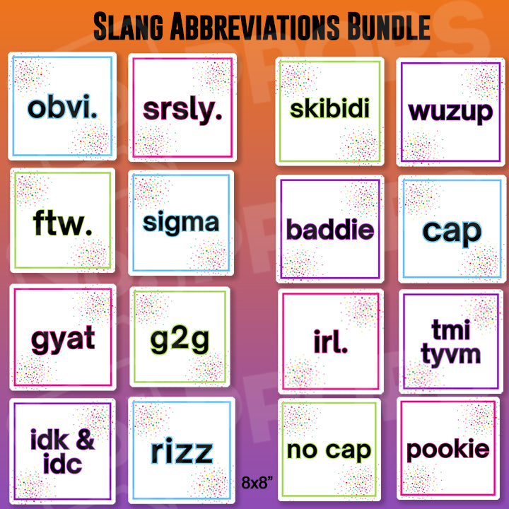 Slang Abbreviations Bundle of 8