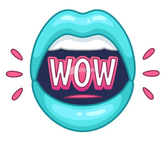 "Wow" Blue Lips Sticker