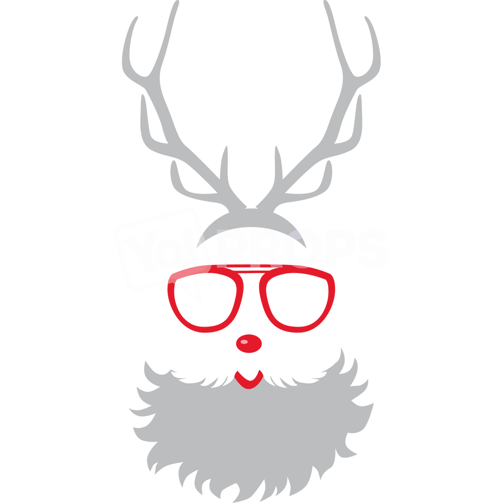 Santa Beard with Glasses and Antlers