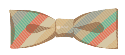 Beige Striped Bowtie