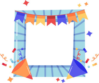 Blue Birthday Frame With Party Hats