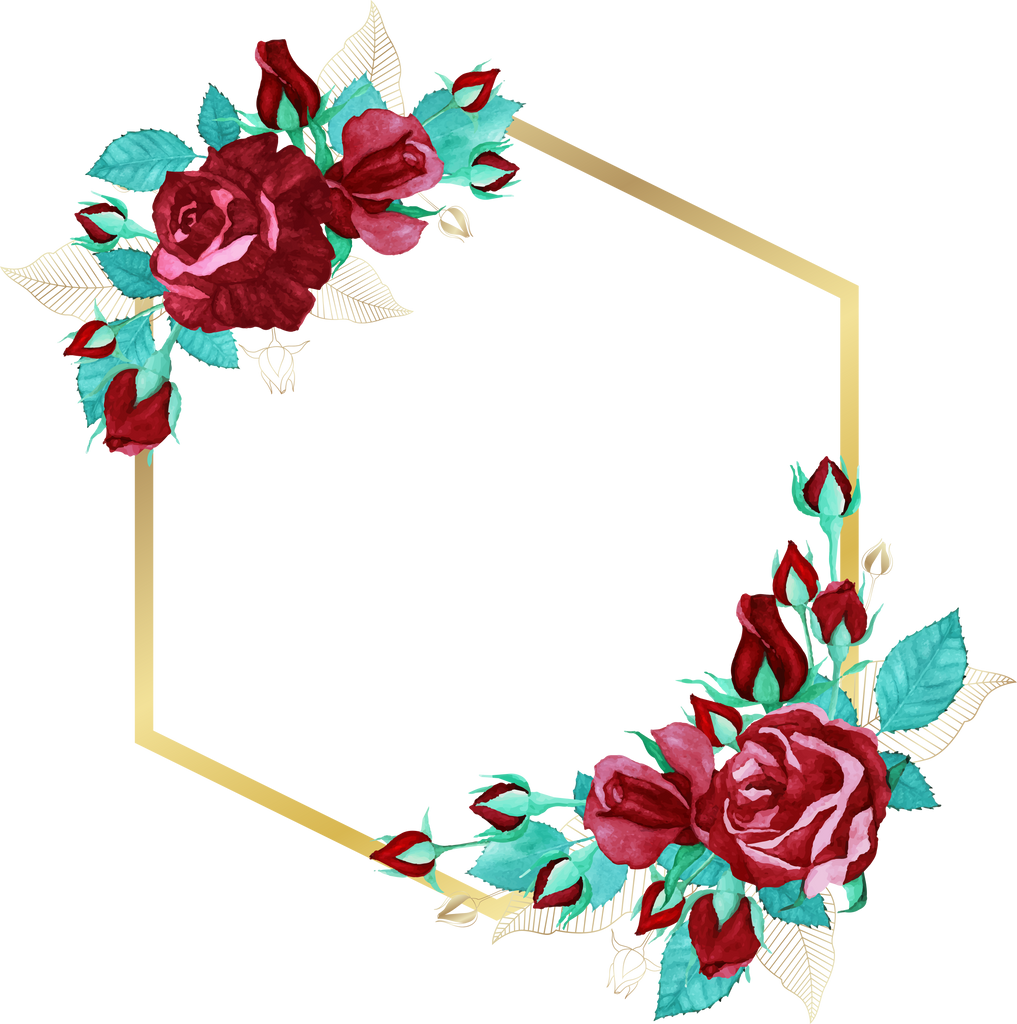 Floral Golden Hexagon Frame 2