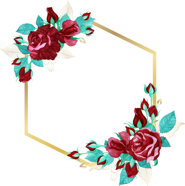 Floral Golden Hexagon Frame 2