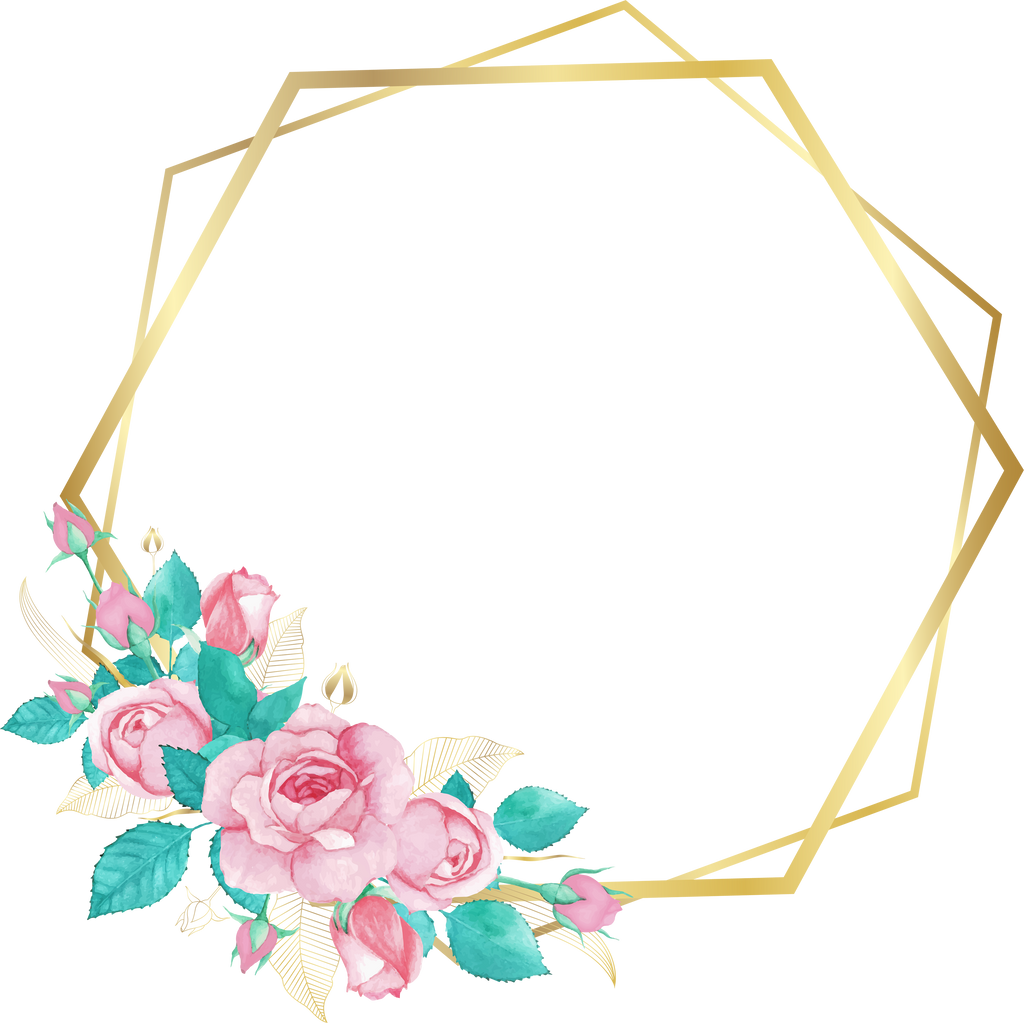 Floral Golden Hexagon Frame 1