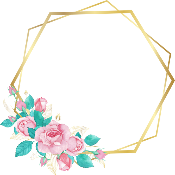 Floral Golden Hexagon Frame 1