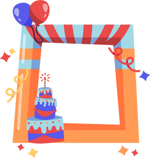 Orange Birthday Frame With Cake