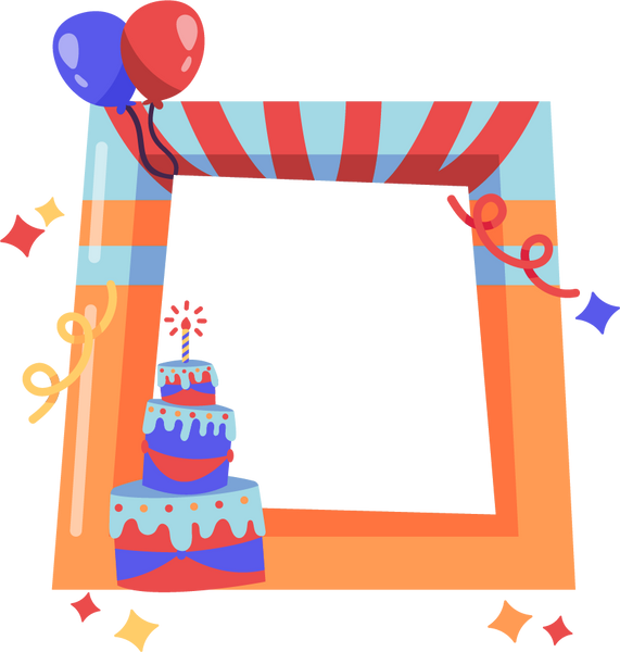 Orange Birthday Frame With Cake