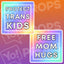 Colorful text overlay with 'Protect Trans Kids' and 'Free Mom Hugs' on a gradient background.