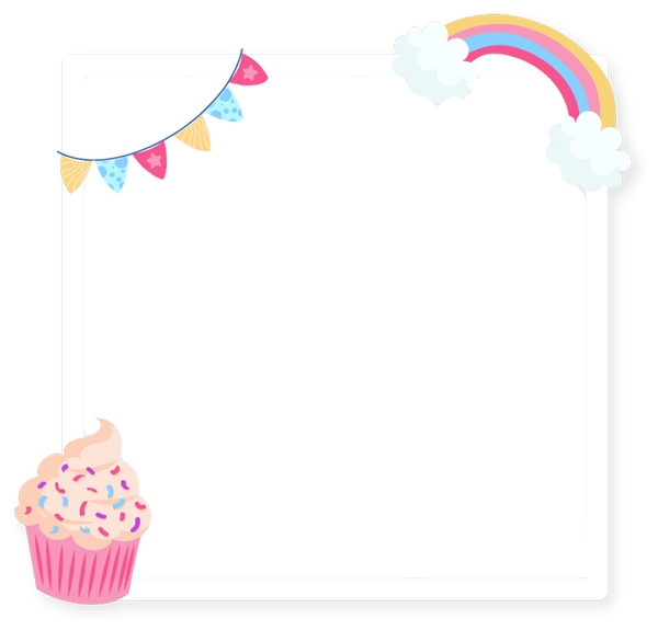 Cupcake & Rainbow Birthday Collage Overlay