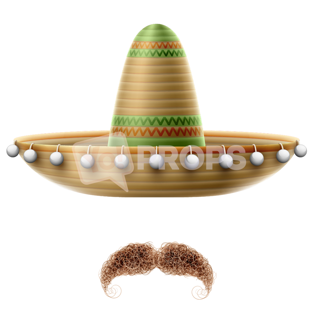 Sombrero Hat and Curly Mustache