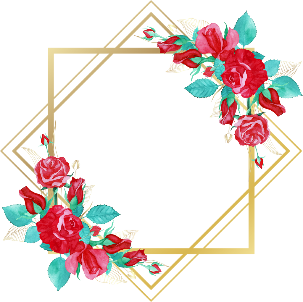 Floral Golden Diamond & Square Frame