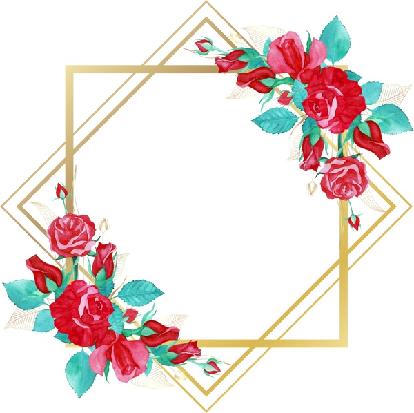 Floral Golden Diamond & Square Frame