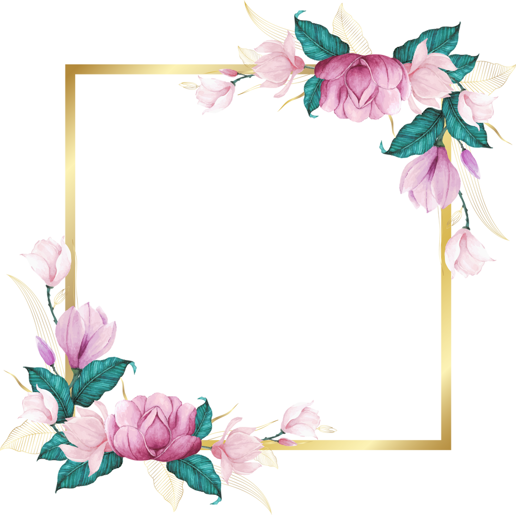 Floral Golden Square Frame