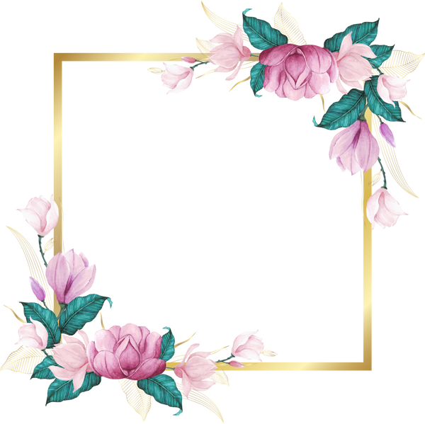 Floral Golden Square Frame