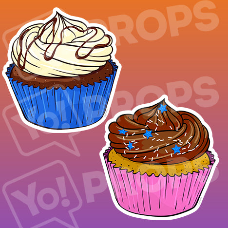 Sweets Prop – Chocolate Frosting/Vanilla Frosting Cupcakes