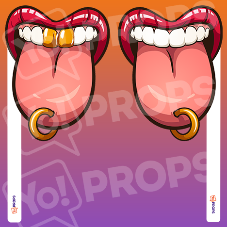 Mouth On A Stick 1.0 - Tongue Ring/Tongue Ring With Gold Teeth