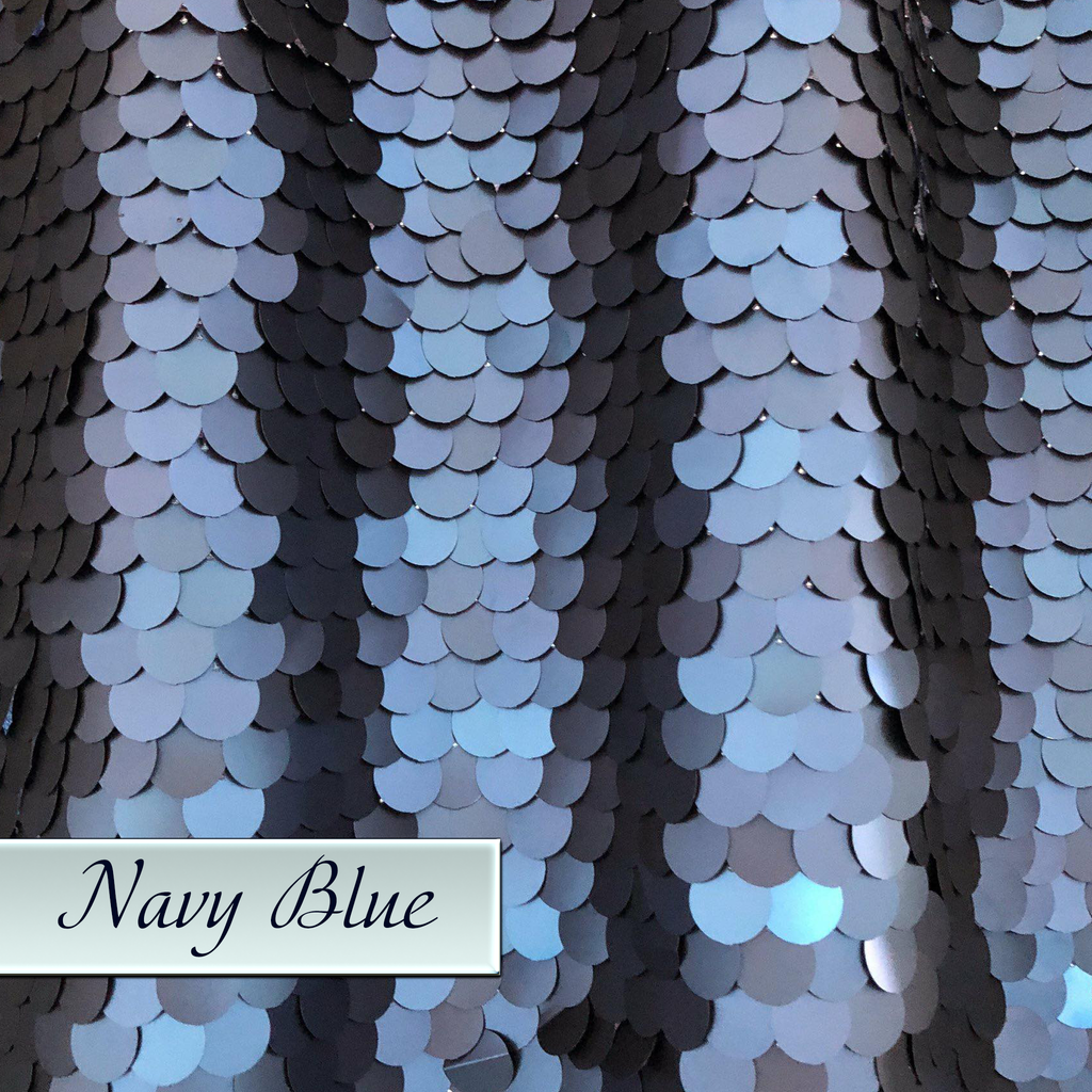 Navy Blue Matte Large Sequins Backdrop
