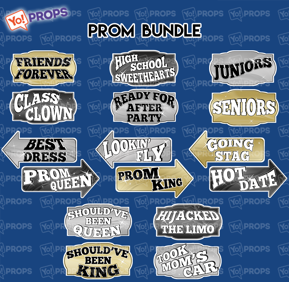 Prom/Dance/Social Bundle of 8 Photo Booth Props | YoProps – Yo Props