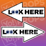 Attendant Sign - White "Look Here"  Arrow