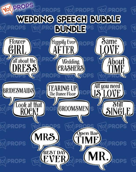 A Set of (8) Wedding Speech Bubble Bundle